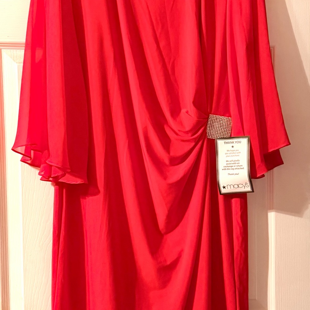 Macy's Vibrant Red Dress with Rhinestone Detail